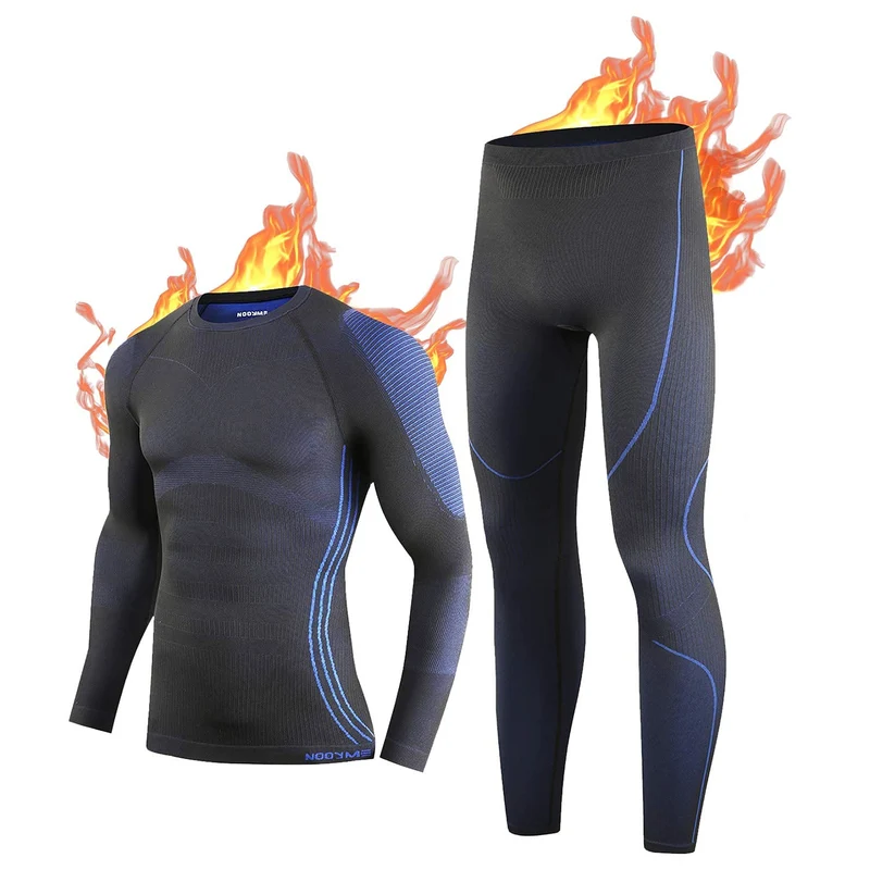NOOYME Thermounterwäsche Herren Warm Atmungsaktiv Flexibel Skiunterwäsche Weich Thermo Unterwäsche M