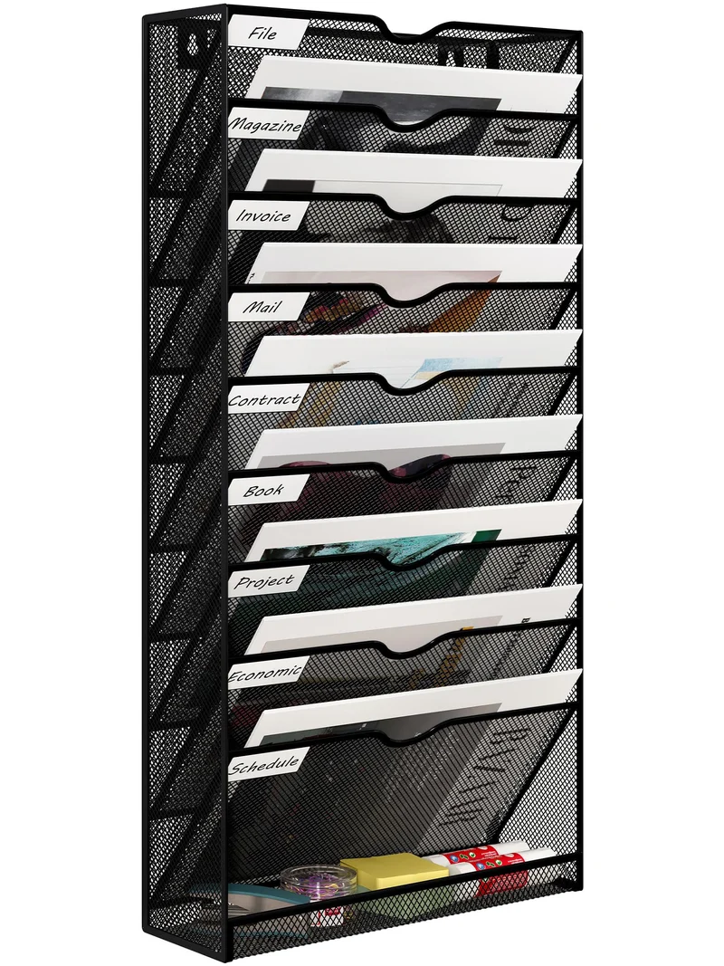 EasyPAG 10 Fächer Metall A4 Zeitschriftenhalter Wand Zeitschriften Wandhalter Aktenablage Dokumenten