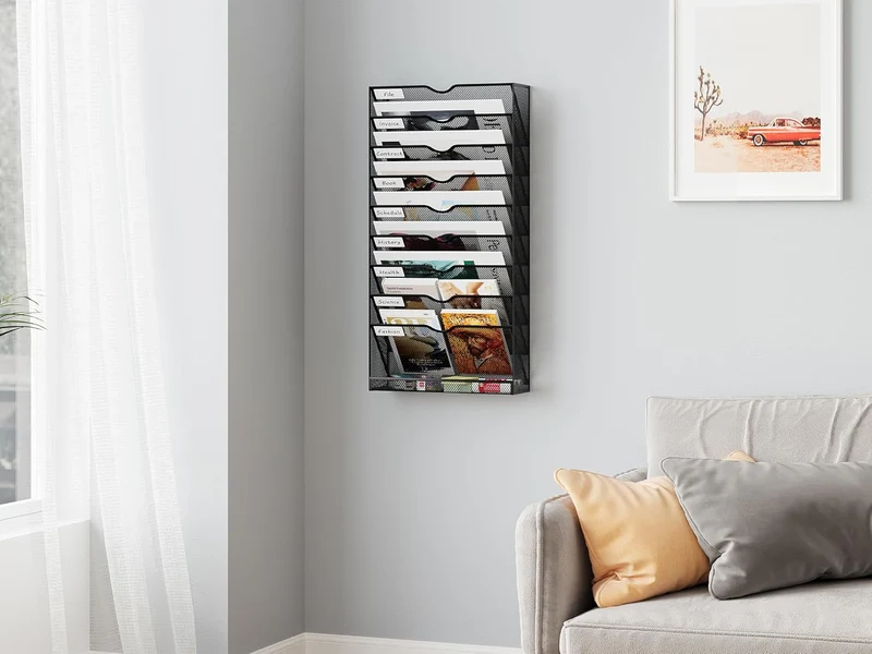 EasyPAG 10 Fächer Metall A4 Zeitschriftenhalter Wand Zeitschriften Wandhalter Aktenablage Dokumenten