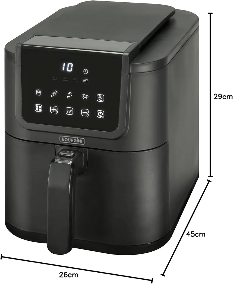 Bourgini Slimfit Airfryer XL – Heissluftfritteuse – 5 Liter – 1500 W – mit keramischer Antihaftbesch