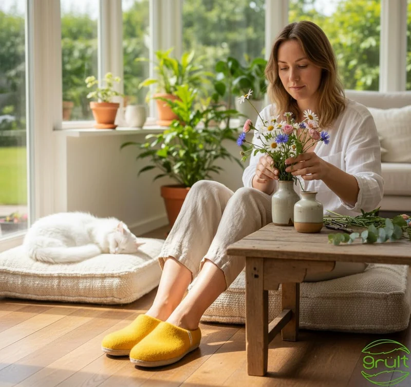 Filzpantoffeln aus Wolle, Hausschuhe für Damen & Herren, Kuschelig & Cozy, Premiumqualität, Rutschfe