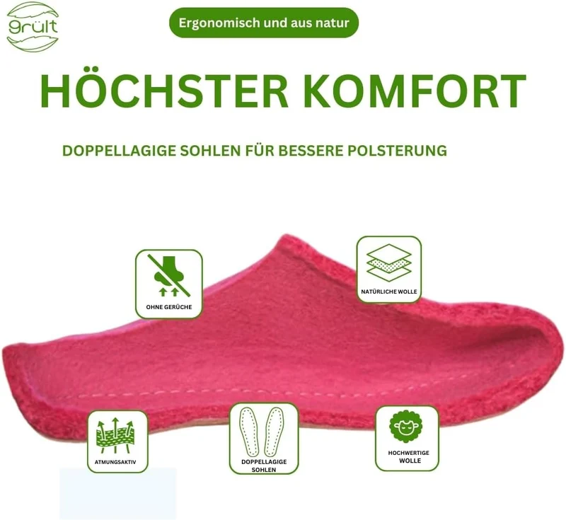 Filzpantoffeln aus Wolle, Hausschuhe für Damen & Herren, Kuschelig & Cozy, Premiumqualität, Rutschfe