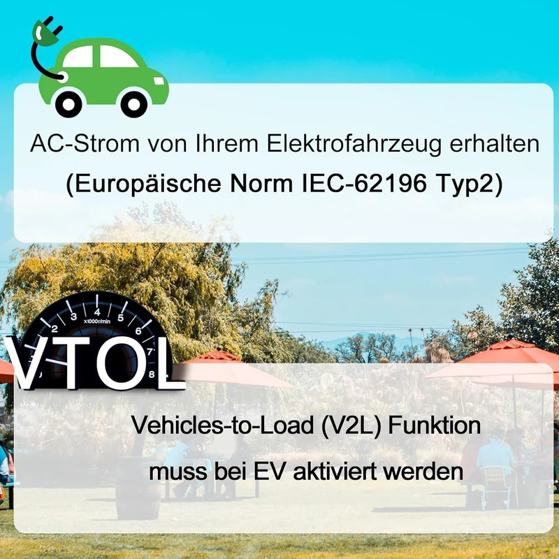V2L Adapter Kompatibel mit XPENG EVs, 16A 220V Fahrzeug-Ladeadapter, Passend für XPENG G6 G9 P7, Typ
