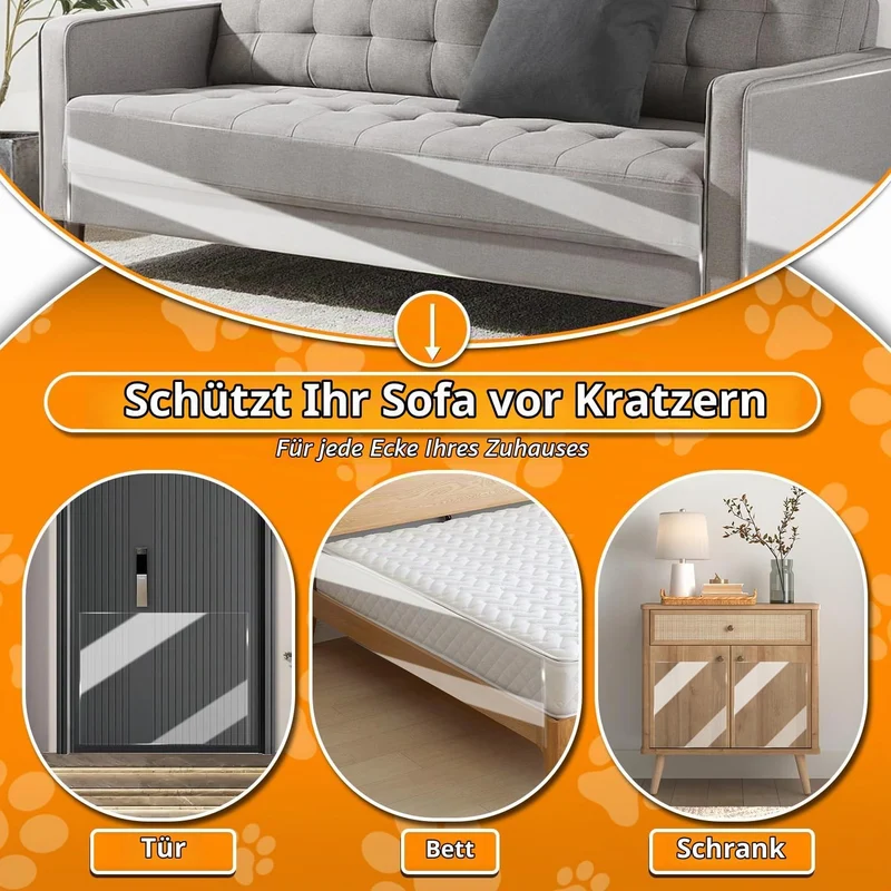 Kratzschutz Sofa Katze, 5.0m x 40cm Transparent Kratzfolie Katzen Selbstklebend, Katzen Kratzschutz