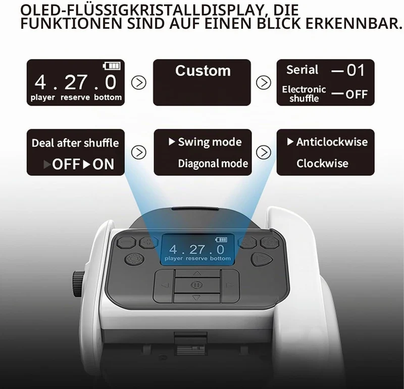 Automatischer Kartenmischer, Kartenmischmaschine Elektrische um 360 Grad Drehen Lässt für 1-8 Spiele