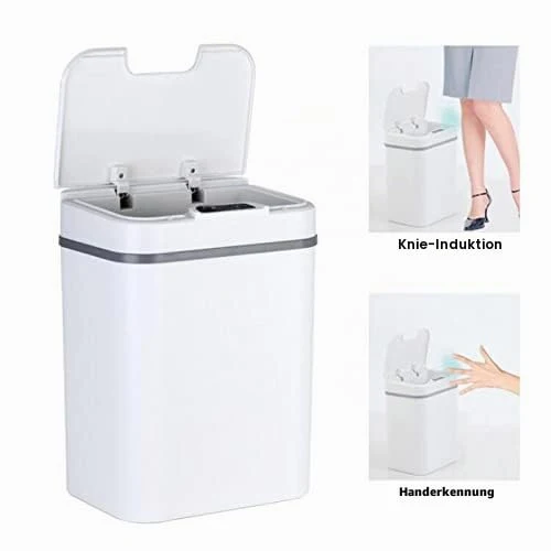 Automatischer Mülleimer Berührungsloser Infrarot-Bewegungssensor-Mülleimer 12L (Weiss), Weiß