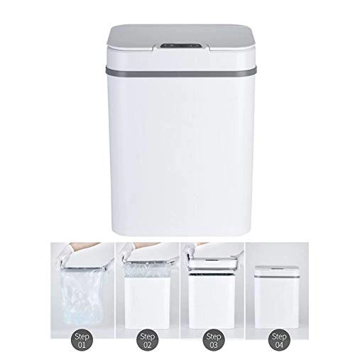 Automatischer Mülleimer Berührungsloser Infrarot-Bewegungssensor-Mülleimer 12L (Weiss), Weiß