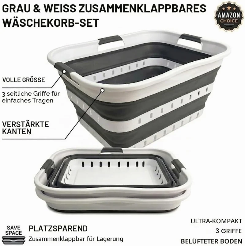 SAMMART 42L Zusammenklappbarer Wäschekorb aus Kunststoff – faltbarer Pop-Up-Aufbewahrungsbehälter/Or