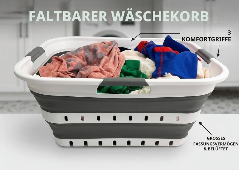 SAMMART 42L Zusammenklappbarer Wäschekorb aus Kunststoff – faltbarer Pop-Up-Aufbewahrungsbehälter/Or
