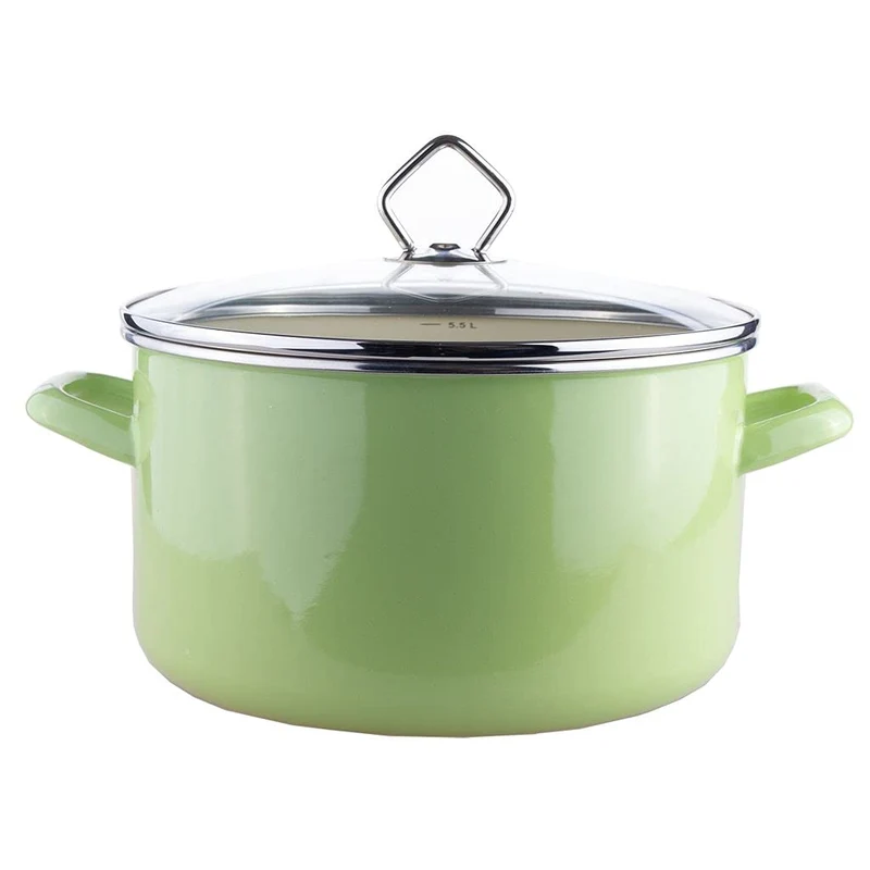 Krüger Fleischtopf Juist 24 cm, Emaille, Pastell-grün Grün 24 cm Fleischtopf, Grün 24 cm Fleischtopf