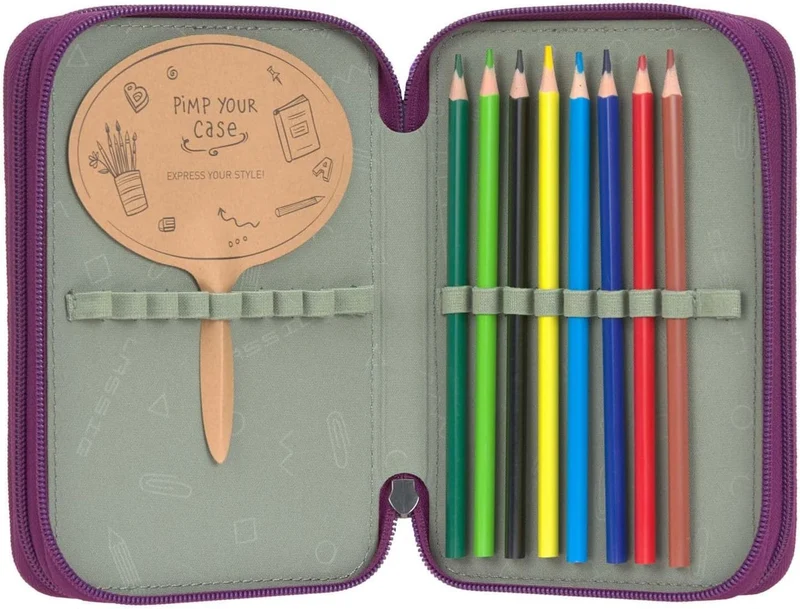 LÄSSIG Federmäppchen Unique School Triple Pencil Case Slim Lilac violett