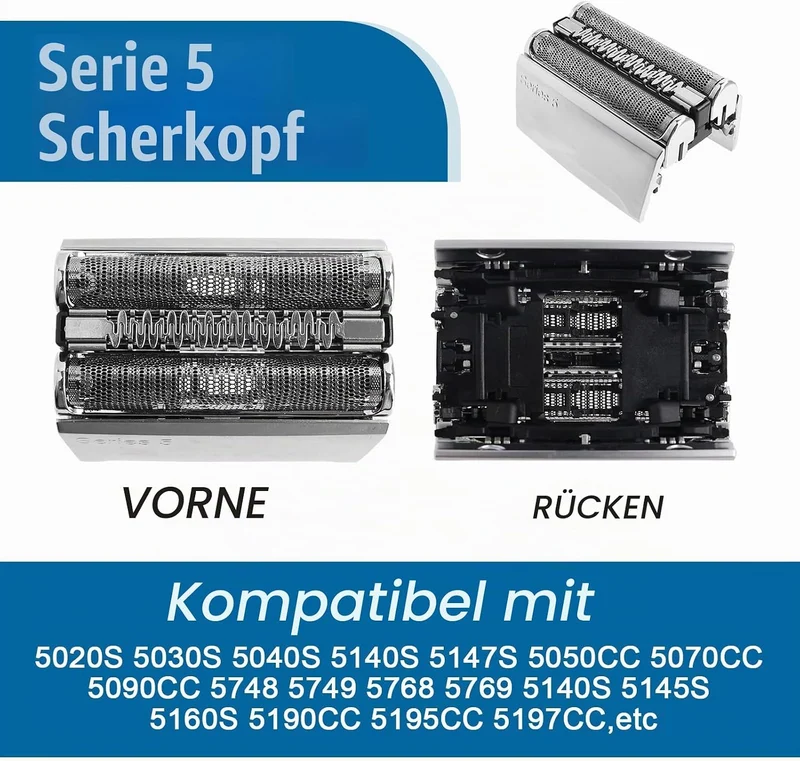 Series 5 Scherkopf für Br*un, Elektrischer 52S Series 5 Rasierkopf S5 Scherkopf Ersatzrasierkopf Ras