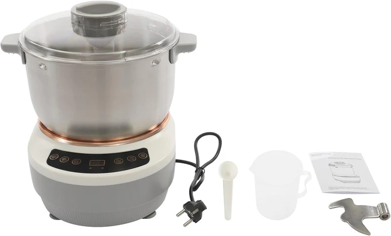 Edelstahl Teigknetmaschine mit Gärfunktion – 7L Vollautomatische Spiralkneter, 250W Kupfermotor, Dig