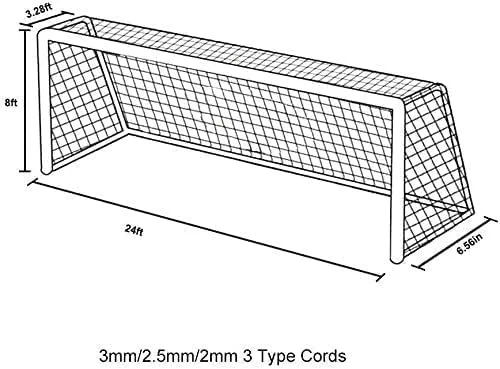 Aoneky Fussballnetz 7,3x2,4M /5,5x2,1M/3,6x1,8M/ 3x2M/ 2,4x1,8m/1,8x1,2M, 3mm/2.5mm/2mm PE Tornetze,