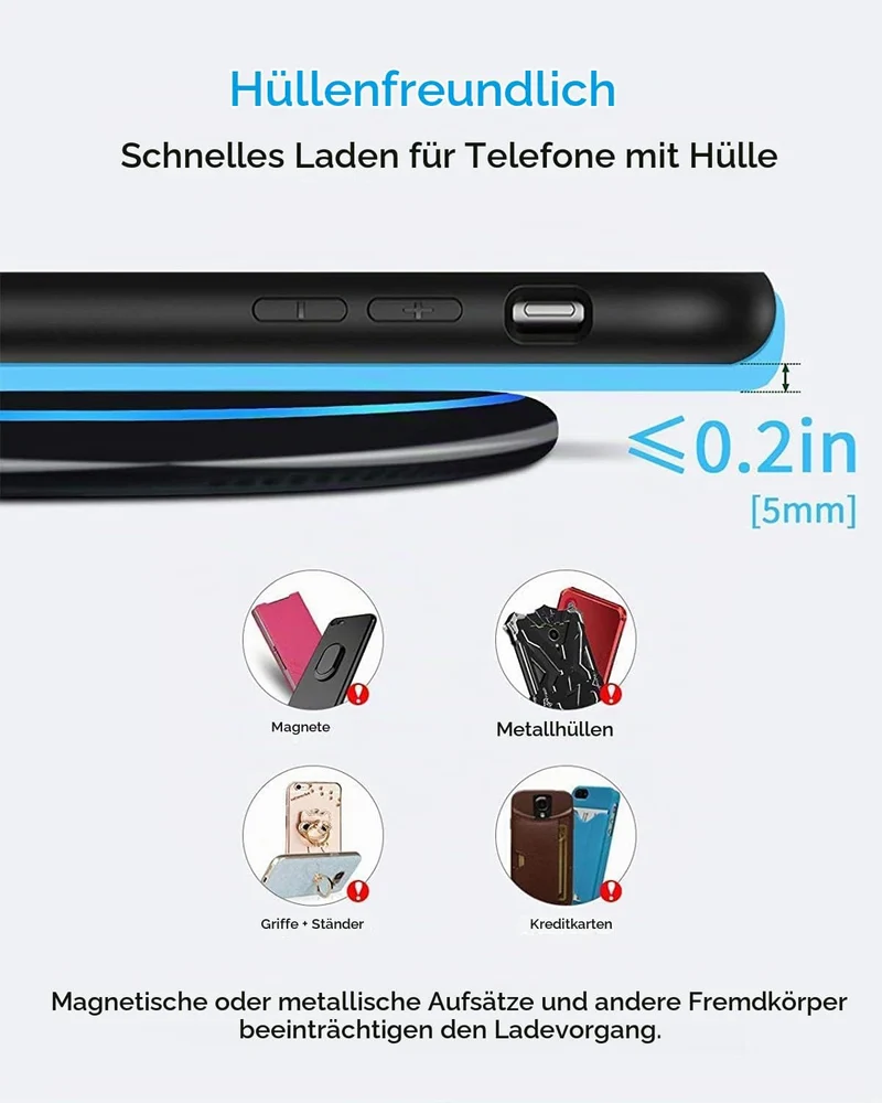 Fast Wireless Charger Ladepad, 2 Pack NANAMI 10W Schnelles Qi Induktive Ladestation für Samsung Gala