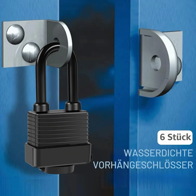 6 Stück Vorhängeschloss Messing Ultra wasserdicht mit PVC-Mantel 42 mm Robust Bügel 12 Schlüssel 4-P