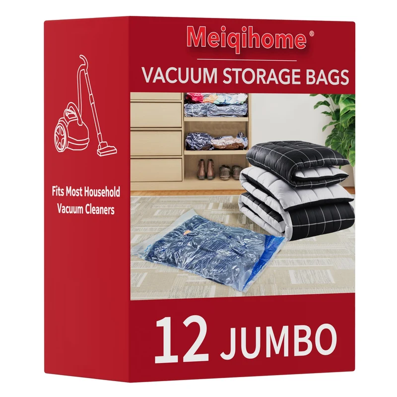 Vakuum-Aufbewahrungsbeutel, 12 Jumbo, platzsparende Versiegelungsbeutel, luftdichte Kompressionsbeut