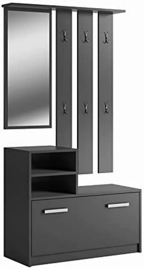 Selsey Yesfir – Reihe des Flur/Schuhschrank und Garderobenpaneel mit Kissen, Schwarz, 22.8 x 9.4 x 6