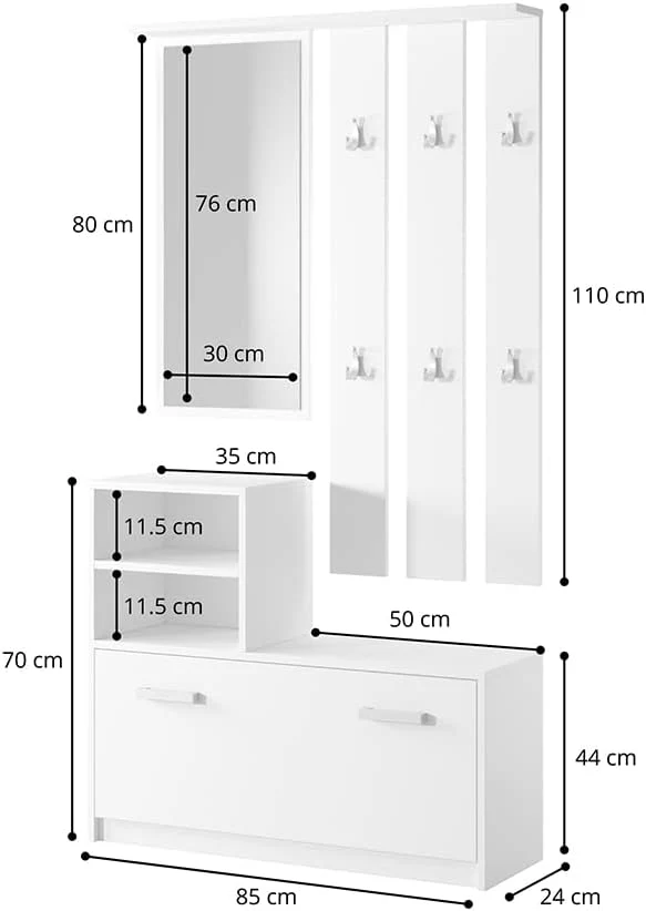 Selsey Yesfir – Reihe des Flur/Schuhschrank und Garderobenpaneel mit Kissen, Schwarz, 22.8 x 9.4 x 6