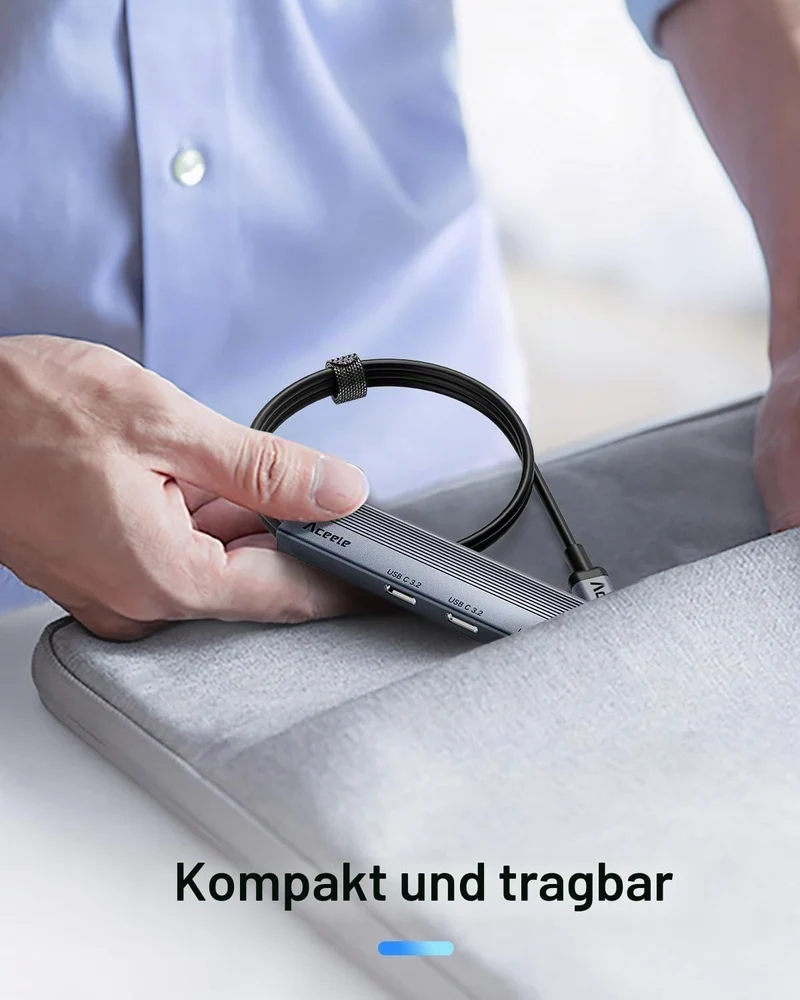 Aceele USB C Hub 10-Gbit/s mit 2 USB-A und 2 USBC-3.2-Anschlüssen, USB3.2 Gen 2 Verteiler mit 1 m Ve
