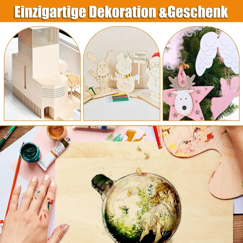 LOLYSIC 12 Stück Sperrholzplatte 3mm, 300x300mm Sperrholz, Bastelholz Platten-Holzabschnitte zum Bas