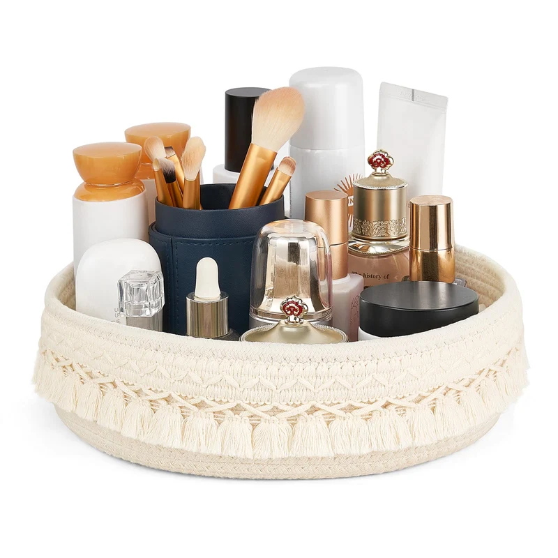 Mkono Make-up Halter Organizer Makrame Dekorativer Gewebter Seilkorb Boho Decor Kosmetik Schreibtisc