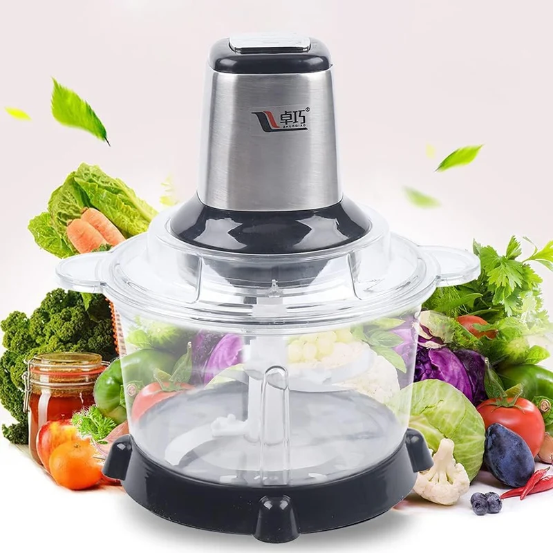 5L Elektrisch Multizerkleinerer 300W Edelstahl Küchenhacker Küchenmaschine Gemüse Obst Zwiebelschnei