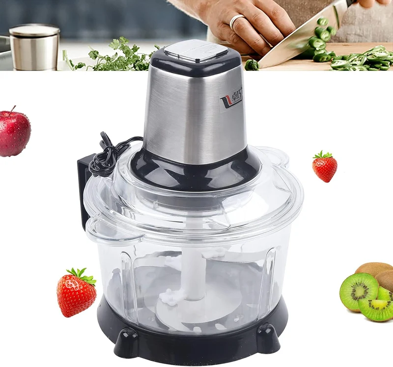 5L Elektrisch Multizerkleinerer 300W Edelstahl Küchenhacker Küchenmaschine Gemüse Obst Zwiebelschnei