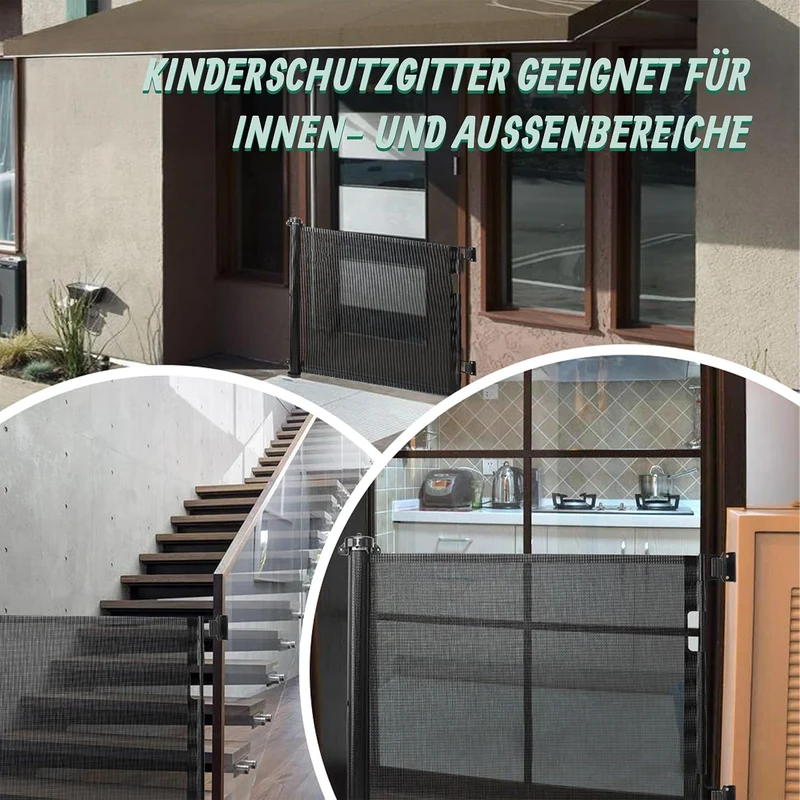 Relaxdays Türschutzgitter, ausziehbares Türschutzrollo bis 1,5m, ohne Bohren, Kinderschutz, Treppens