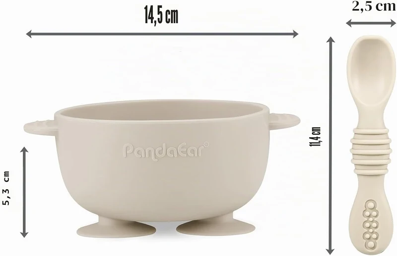 PandaEar 3 Pack Babysaugschalen &3 Babylöffel| Leckdichte Aufenthalts Silicon Food Bowl für Babys Ki
