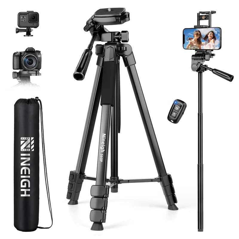 Nineigh Kamera Stativ,Tragbares Handy Stativ für Smartphone iPad mit 45-211cm Höhe, Leichtes Camera