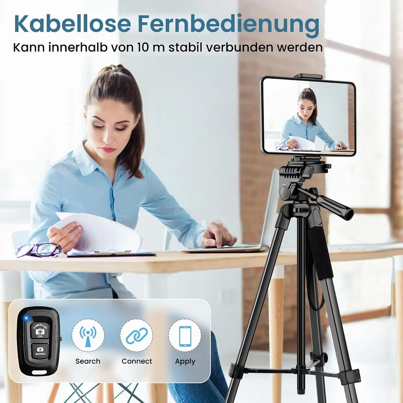 Nineigh Kamera Stativ,Tragbares Handy Stativ für Smartphone iPad mit 45-211cm Höhe, Leichtes Camera