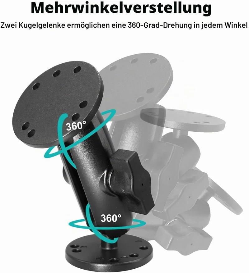 1-Zoll-AMPS-Halterung, Doppelkugelhalterung mit 25mm/1''/C-Kugeladapter, Vollaluminiumguss, kompatib