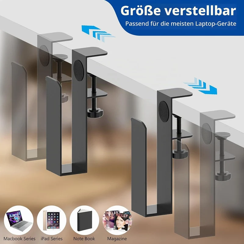 BAIFULAI Verstellbare Schreibtischseitenlaptop-Halterung, Laptop Ständer Vertikal, Metall Laptop Wan
