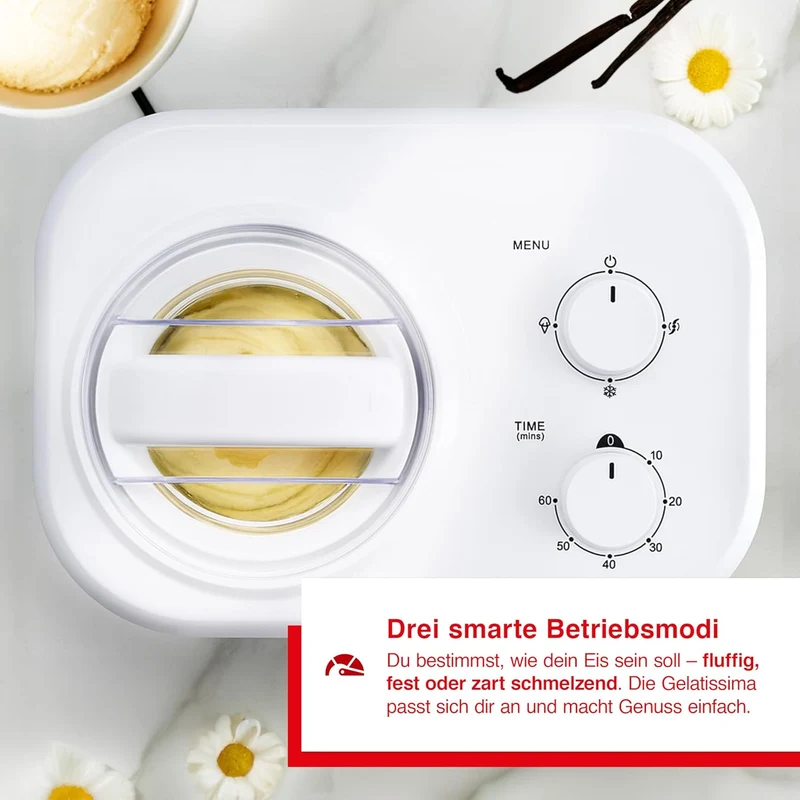 Solis Gelatissima Eismaschine (Typ 8503) – 1L Eiscreme Maschine für Zuhause, Frozen Yogurt & Sorbet