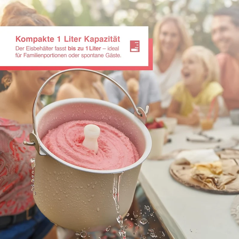 Solis Gelatissima Eismaschine (Typ 8503) – 1L Eiscreme Maschine für Zuhause, Frozen Yogurt & Sorbet