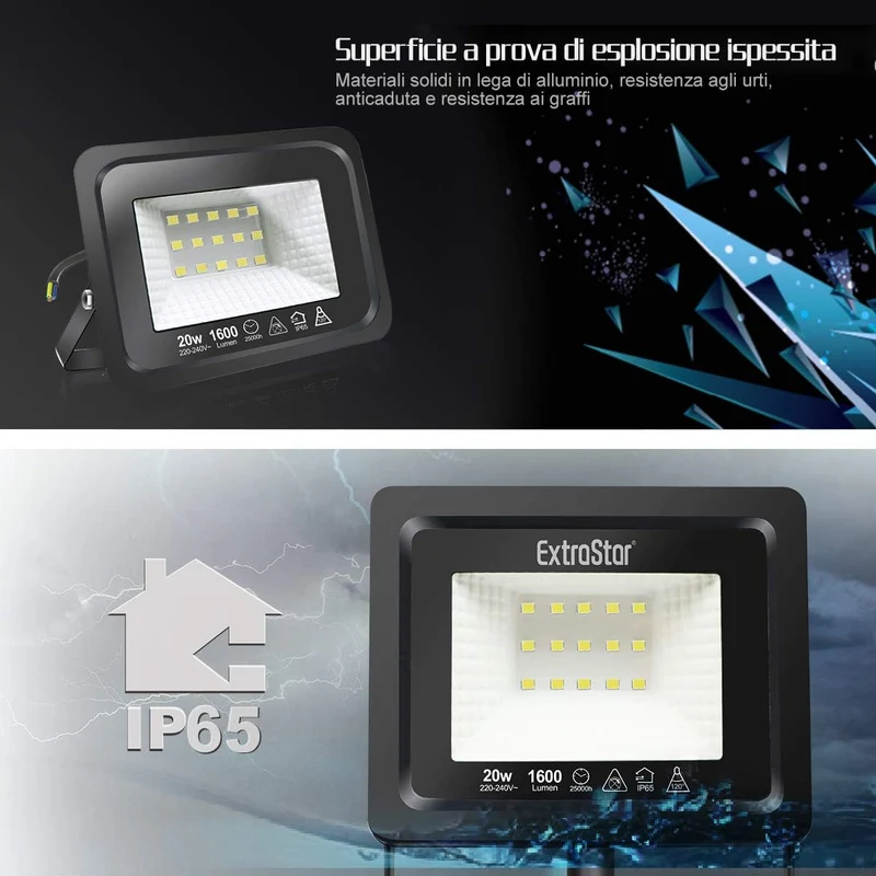 EXTRASTAR 20W LED Strahler, Superhell Led Strahler Aussen, IP65 Wasserdicht LED Fluter, 3000K Warmwe