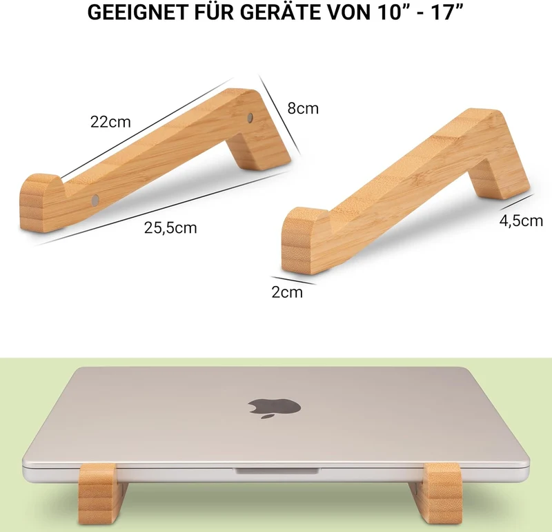 MY FAT GORILLA Laptop Ständer aus Bambus, ergonomische universal Halterung für Notebook Erhöhung, ko