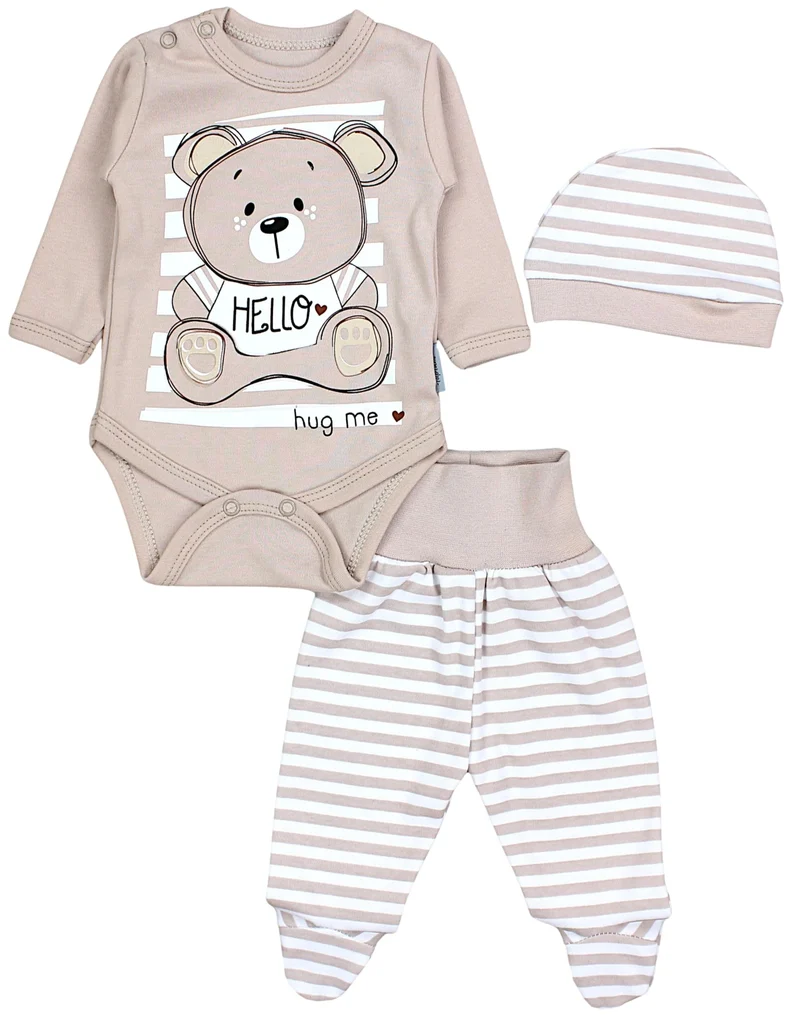 TupTam Baby Mädchen Jungen Bekleidungsset Langarmbody Hose Mütze mit Aufdruck Spruch 3 teilig 50 Ted
