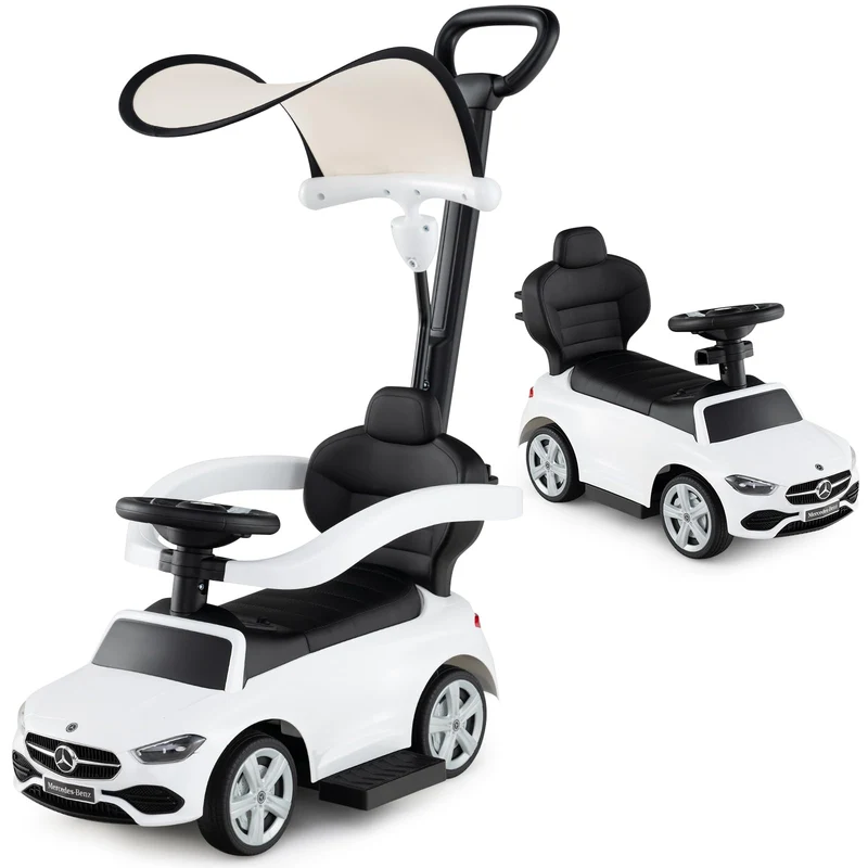 GOPLUS 3 in 1 Schiebeauto, Rutschauto Mercedes-Benz mit verstellbarem Verdeck und Stauraum unter dem