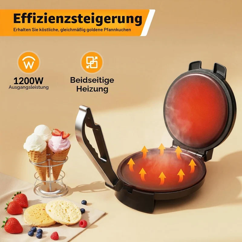 Elektrischer Pancake Backmaschine, Roti Maker, Chapati Tortilla Presse Maker Doppelseitige Heizung E