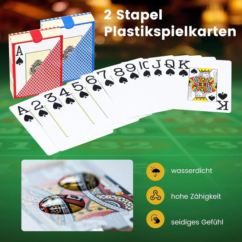 GOPLUS Pokerset mit 300 Laser Pokerchips, Pokerkoffer mit 14g Chips & 2 Kartendecks & 3 Dealer Butto