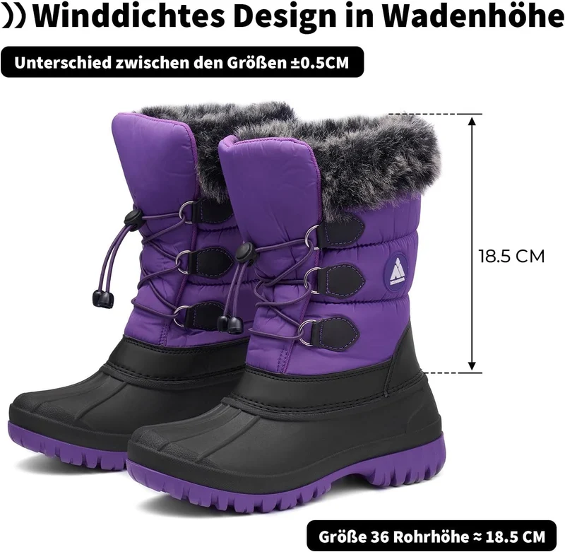 Mishansha Kinder Winterstiefel Gefüttert Wasserdichte Rutschfest Schneestiefel für Mädchen Jungen, G