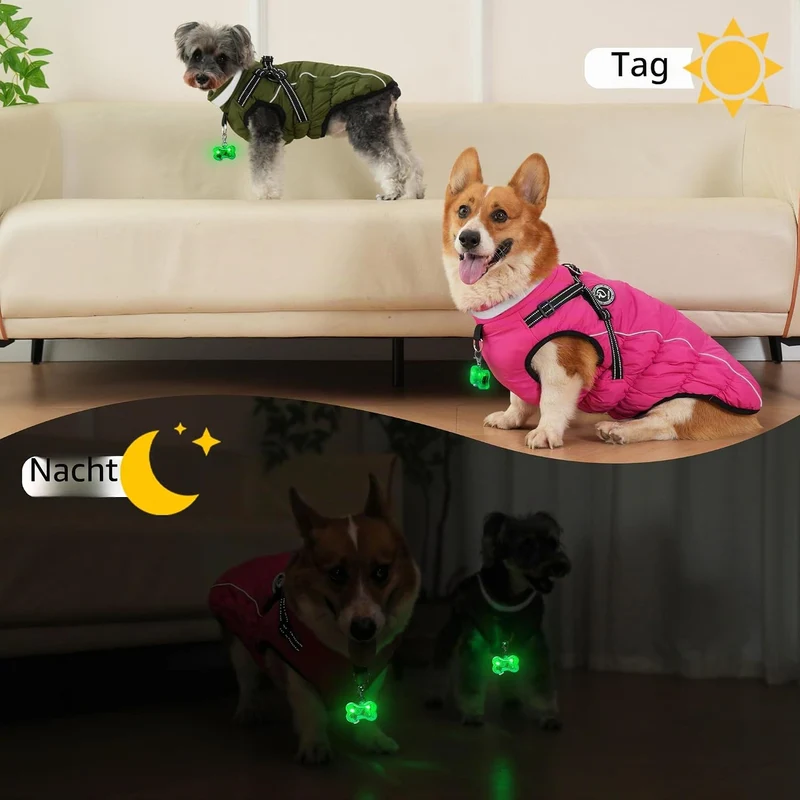 HezzLuv Hundemantel Winter, Hundemantel Wasserdicht, Warme Hundejacke mit Geschirr, Reflektierende S