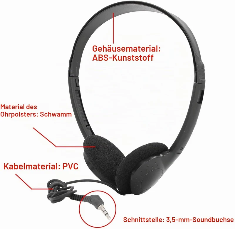 Klassenzimmer-Kopfhörer Mit 3 5-mm-Klinkenstecker Kabelgebundene On-Ear-Kopfhörer Verstellbar Für Sc