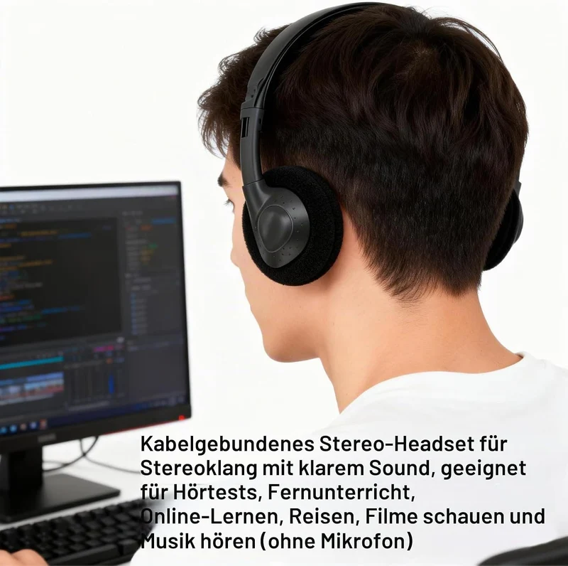 Klassenzimmer-Kopfhörer Mit 3 5-mm-Klinkenstecker Kabelgebundene On-Ear-Kopfhörer Verstellbar Für Sc