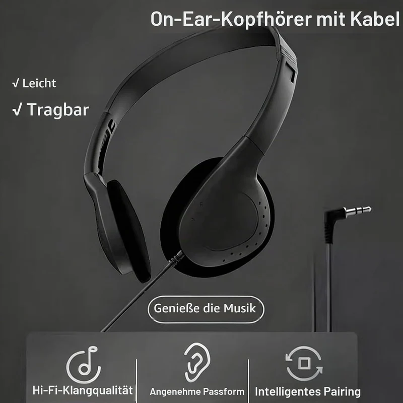 Klassenzimmer-Kopfhörer Mit 3 5-mm-Klinkenstecker Kabelgebundene On-Ear-Kopfhörer Verstellbar Für Sc