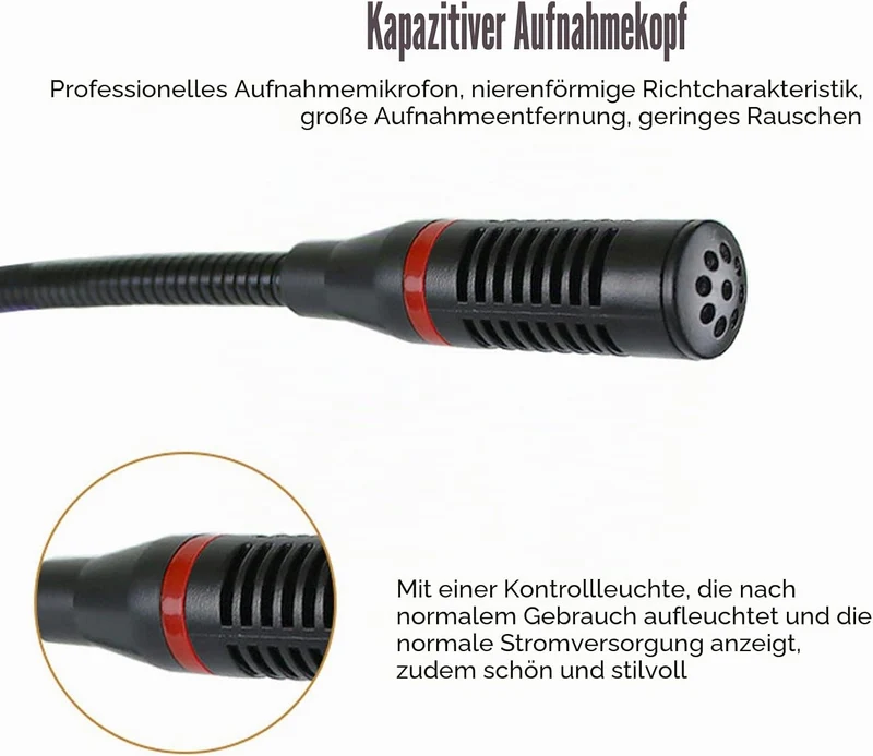 Desktop-Schwanenhals-Kondensatormikrofon, Schnurgebundenes Sprachkondensatormikrofon Zur Tischmontag