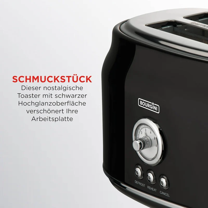 Bourgini Retro 2 Double Slot Toaster 815w One Size