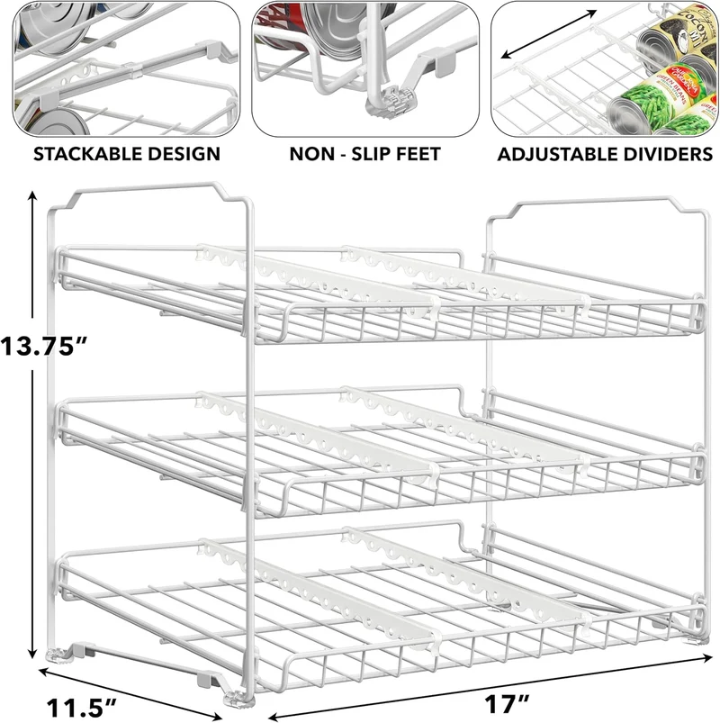 Simple Houseware Stapelbarer Dosenregal-Organizer, Weiss, Weiss